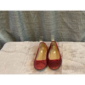 ⭐️⭐️ Girls Cat & Jack Girls Youth Kids Genice Red Glitter Slip On Ballet Flats S